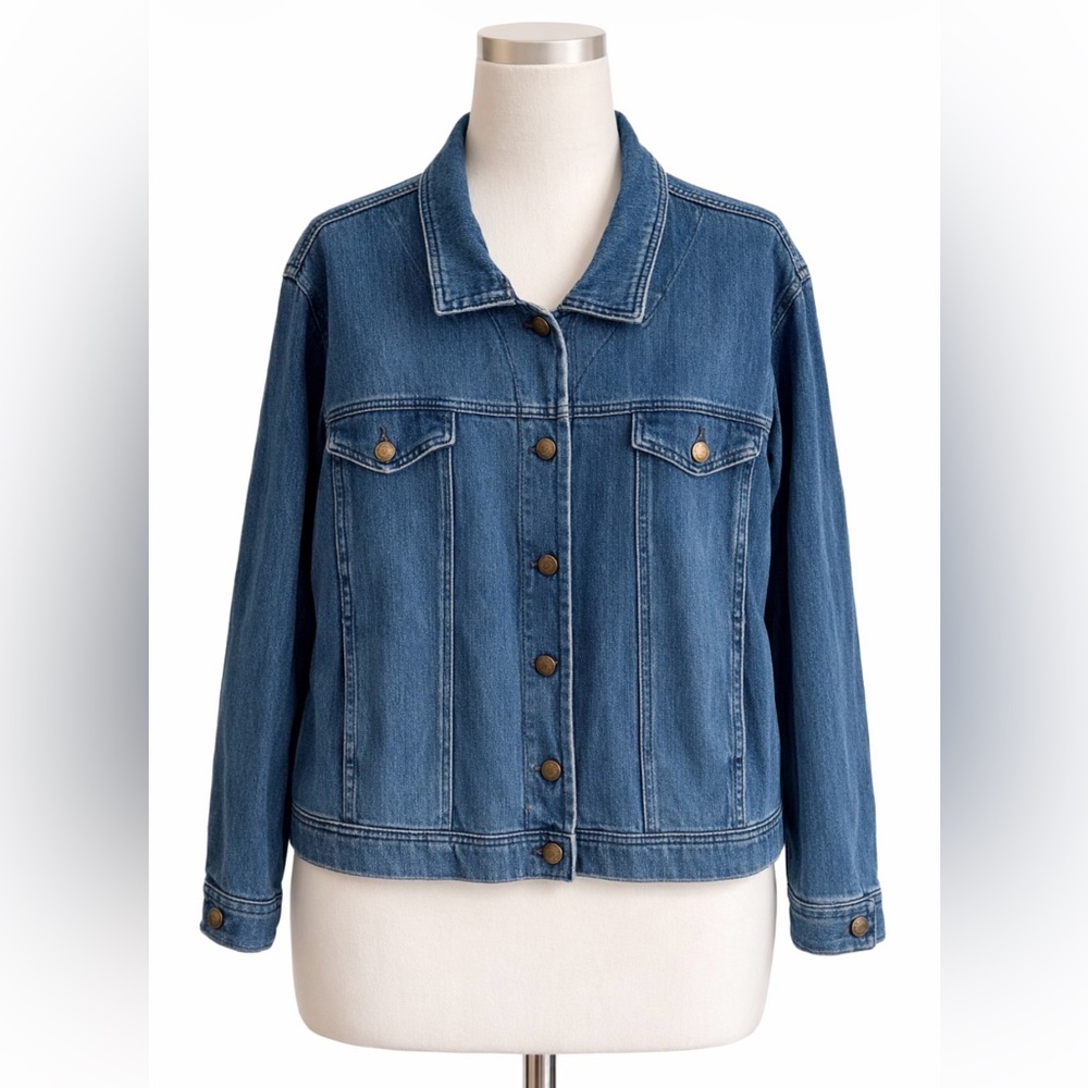 Coldwater Creek Tencel Denim Jacket Womens Blue Button Front Soft Lyocell 1X